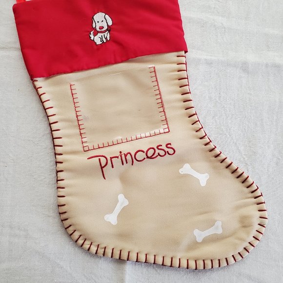 Set of 3 Red Pampered Dog Christmas Stockings Spoiled Princess Boss 16"x8" - Picture 9 of 10